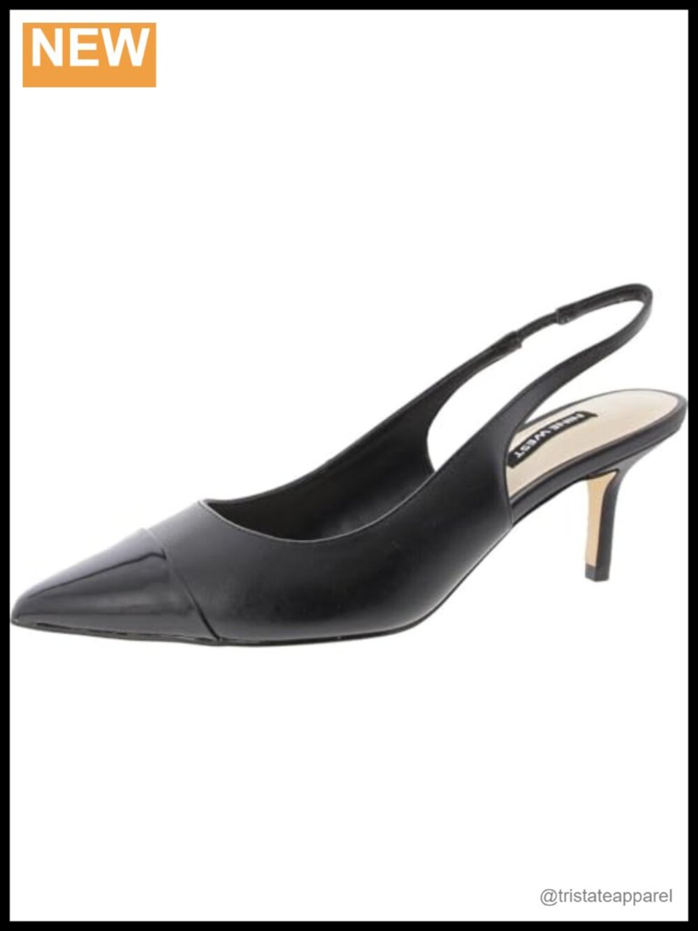 Nine West Awaie Pointy Toe Slingback Kitten Heel Dress Pumps Faux Leather